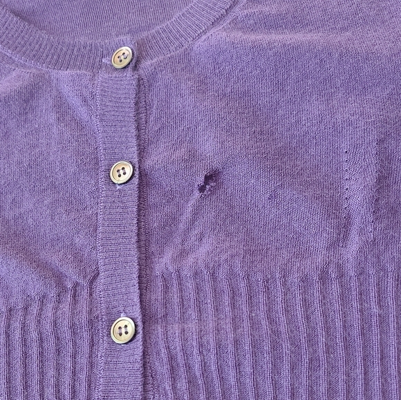 Marni Cashmere Cardigan Size 38 Purple Button-Up Fitted Stretch Cropped Rib Knit - Picture 3 of 7